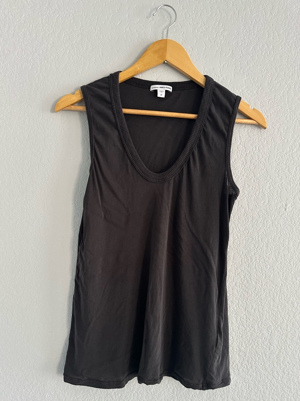 James Perse Black Sleeveless Scoop Neck Tank